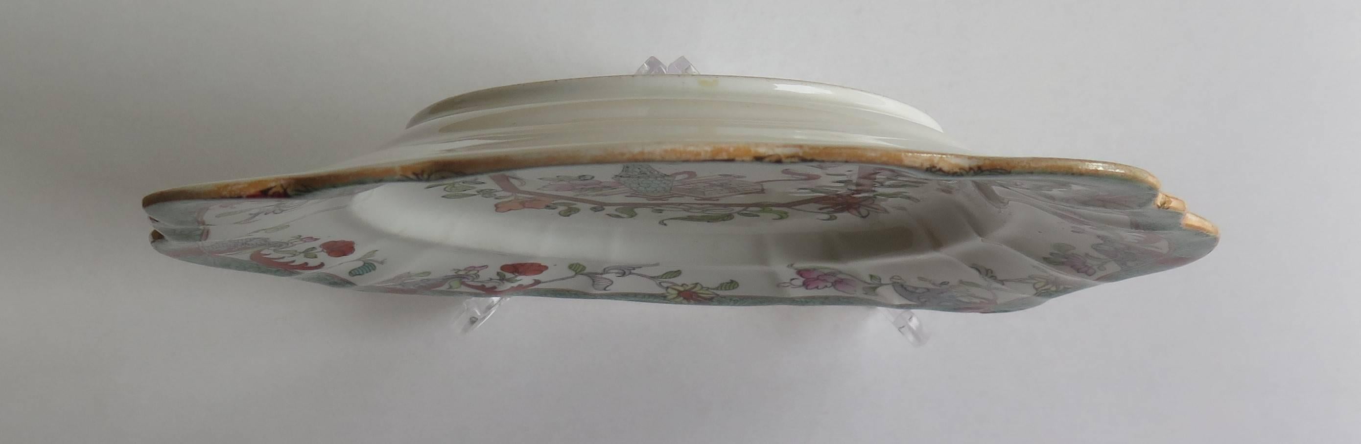 Mason's Ironstone Sandwich Plate or Dish box & vase Chinoiserie Ptn, Circa 1840 1