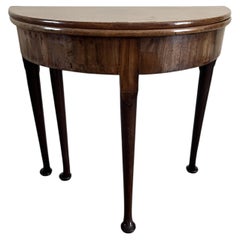 George I Fold-over Tea Table, Red Walnut, Small Demi-Lune shape, Circa 1720