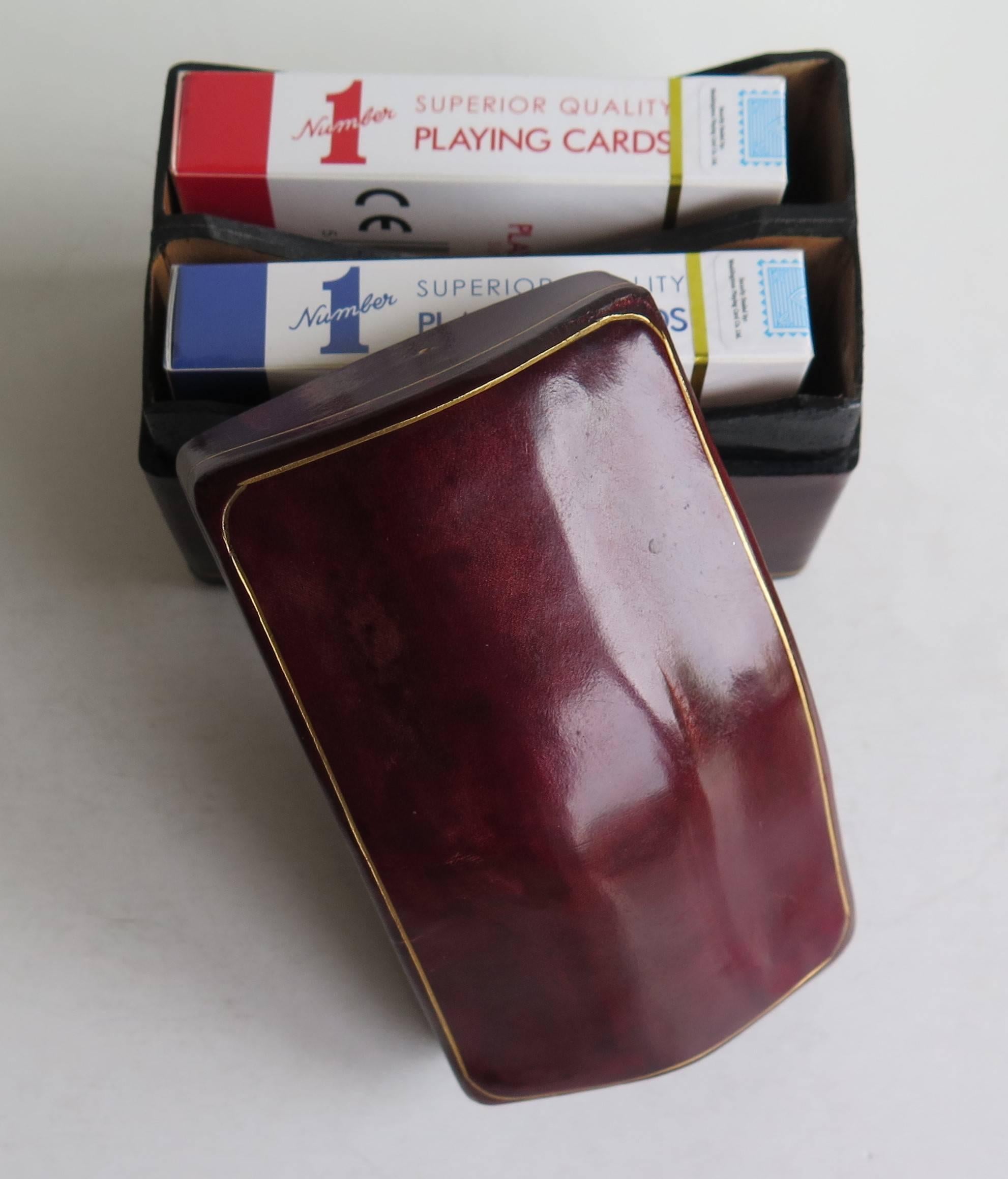 Playing Card Game Box in Calf Leather Double Pack, Italian Mid-20th Century 3