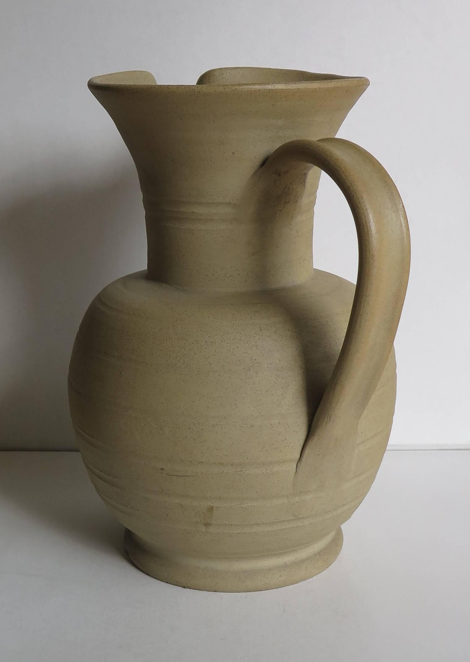Rustic Large Moira Pottery Hillstonia Stoneware Jug or Pitcher, Hand potted Circa 1940