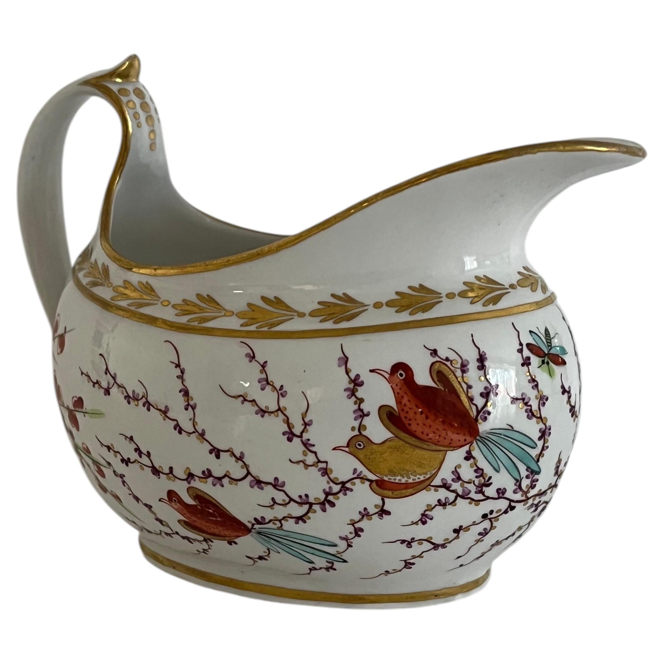 Worcester BFB Cream Jug from Lord & Lady Flight Collection, Ho Ho Birds, Ca 1810