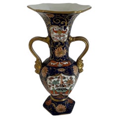 Hohe Vase aus Ironstone von Mason mit blauem „Hawthorne“-Muster, seltene Form, um 1830