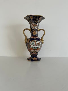 Hohe Vase aus Ironstone von Mason mit blauem „Hawthorne“-Muster, seltene Form, um 1830