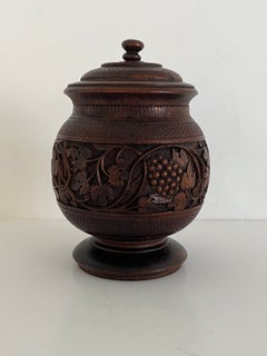 Caja para té del siglo XIX, de madera maciza, tallada a mano, de estilo anglo-indio