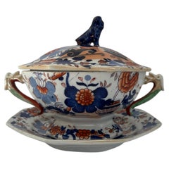 Georgian Mason's Ironstone Tureen Set, Japan Basket Pattern, Circa 1820
