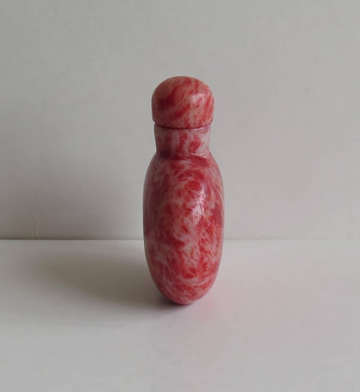 20th Century Chinese Snuff Bottle of Natural mottled Hard-Stone Hand-Carved, circa 1950