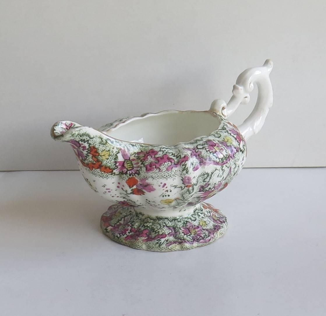 19th Century Mason's Cream or Milk Jug Porcelain Cashmire De Thibet Pattern, Circa 1832