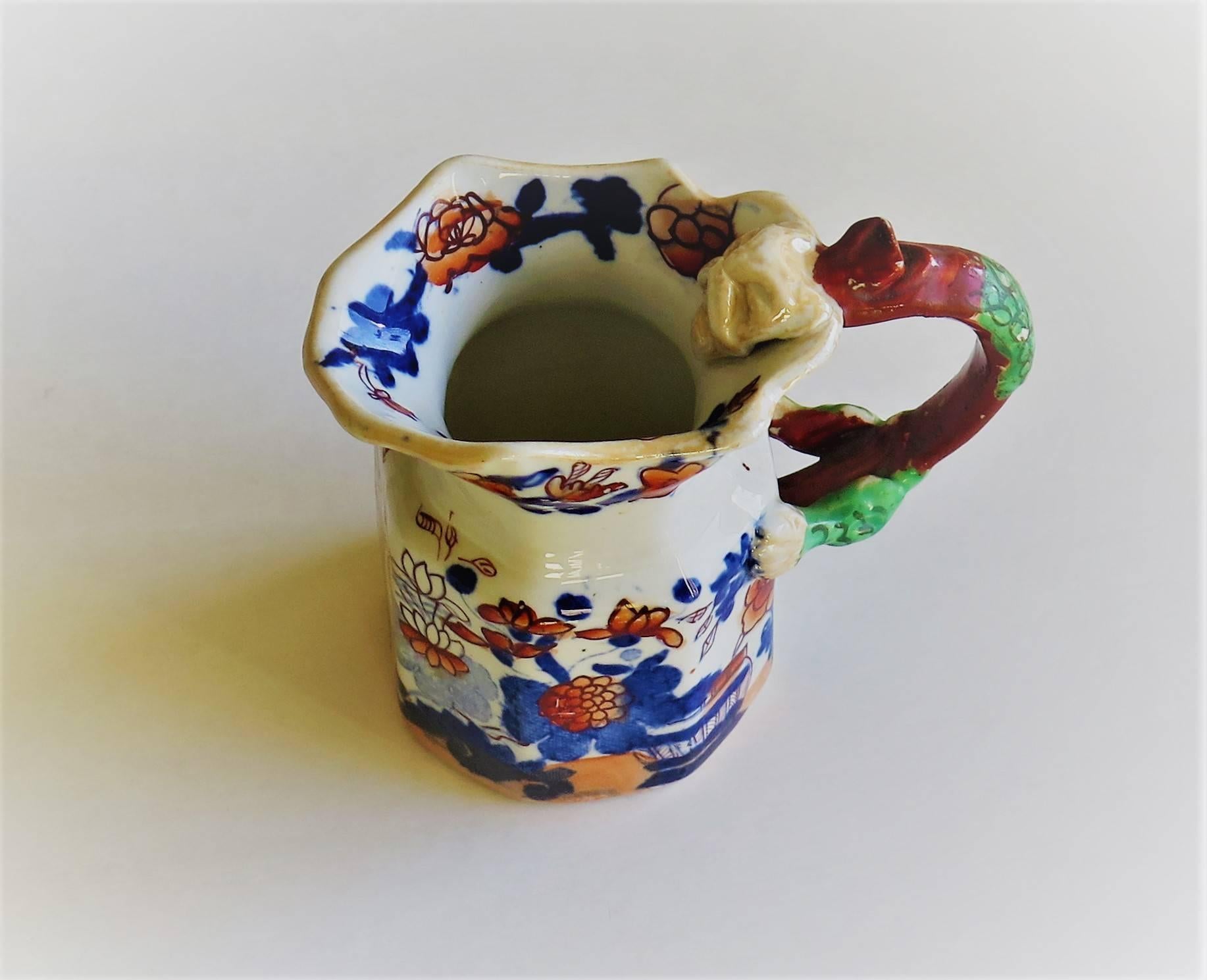 Hand-Painted Early Mason's Ironstone Cream Jug or Pitcher, 