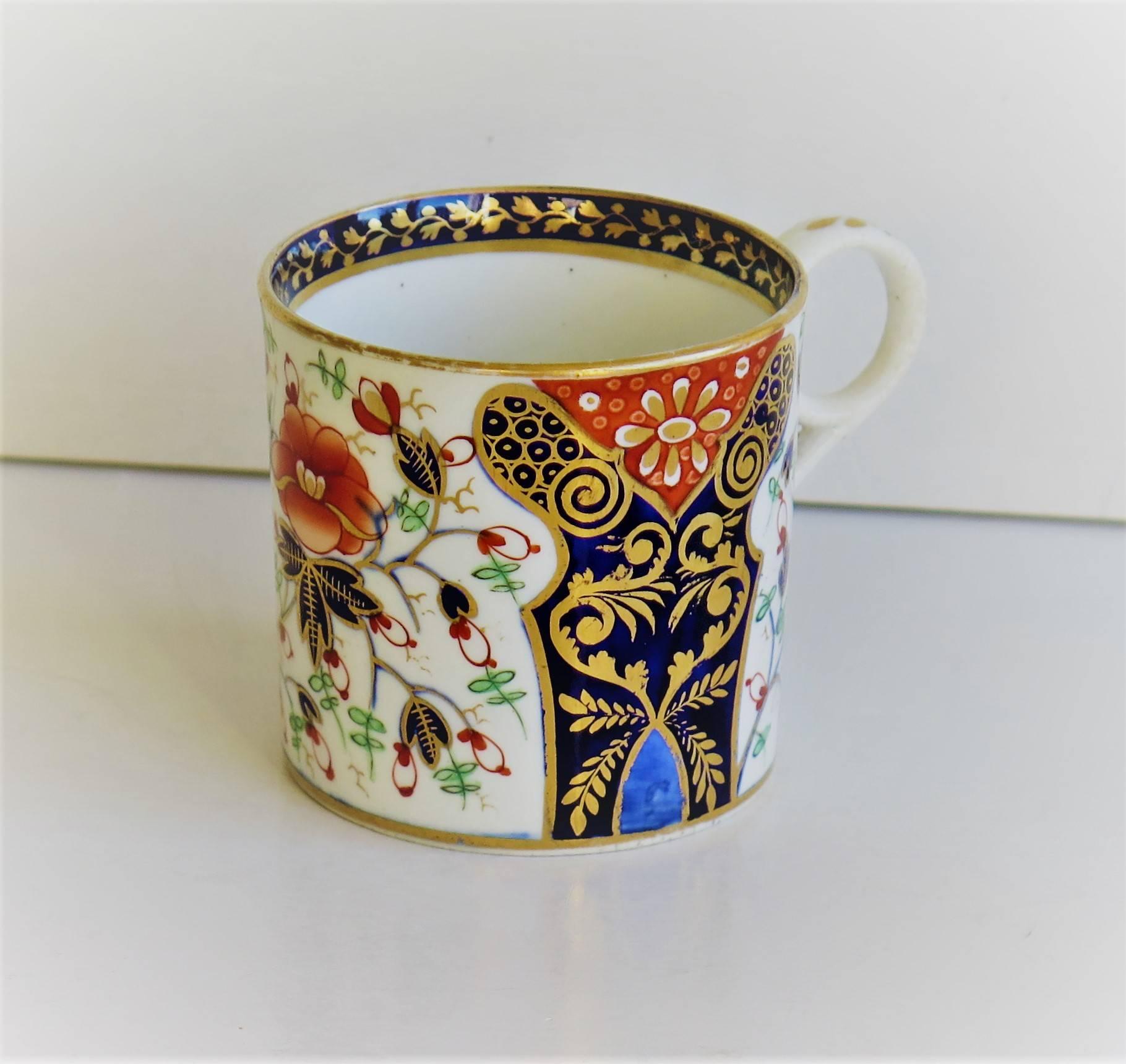 This is an exquisite, porcelain coffee can made by the Derby factory, in the reign of George 111 in the early 19th century, circa 1810.
 
Straight sided coffee cans were only made for about the first 20 years of the 19th century and are very