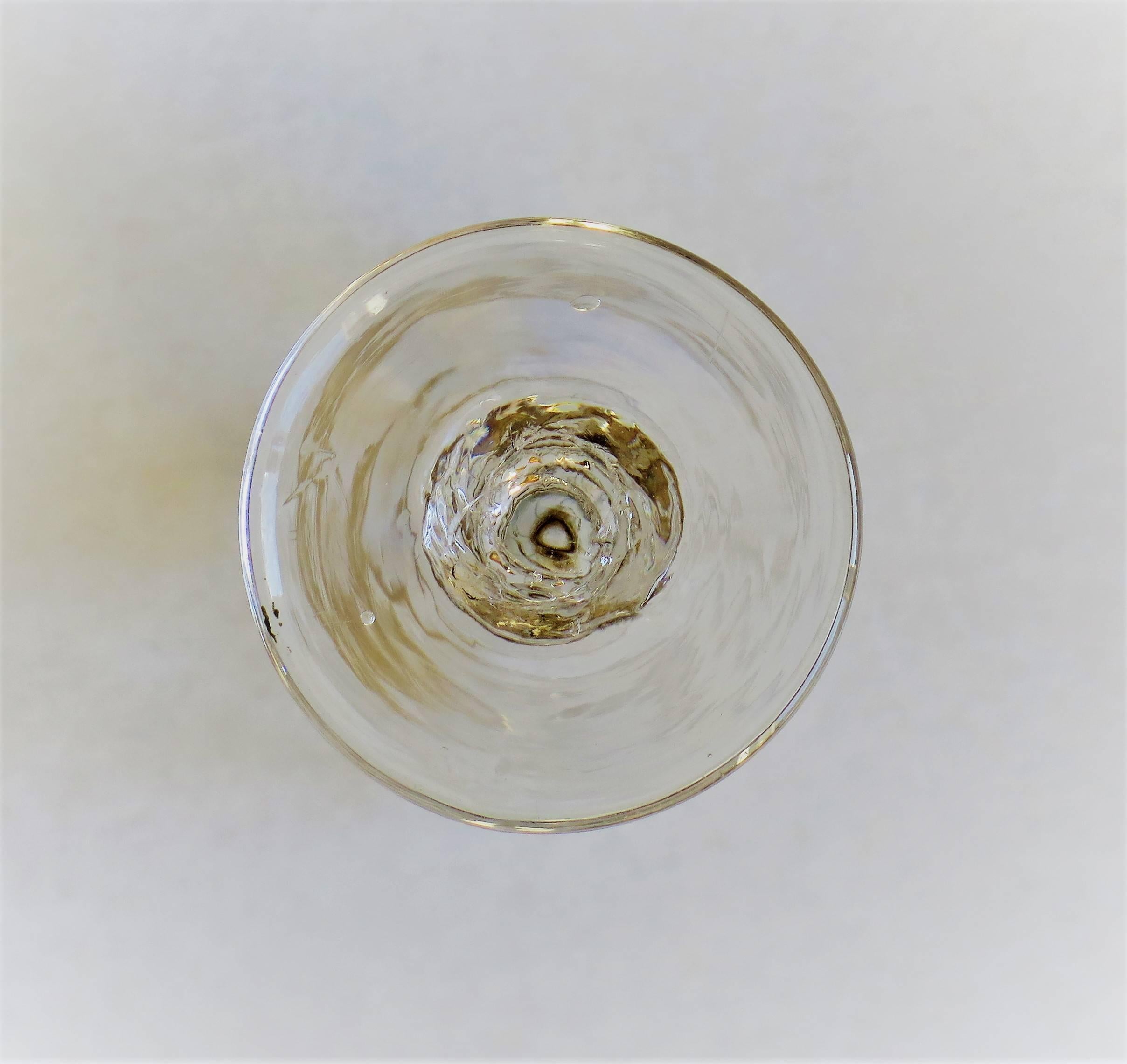 Mid-Georgian, Dwarf Ale Drinking Glass, Wrythen Bowl, Handblown, circa 1760 3