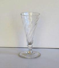 Mid-Georgian, Dwarf Ale Drinking Glass, Wrythen Bowl, Handblown, circa 1760