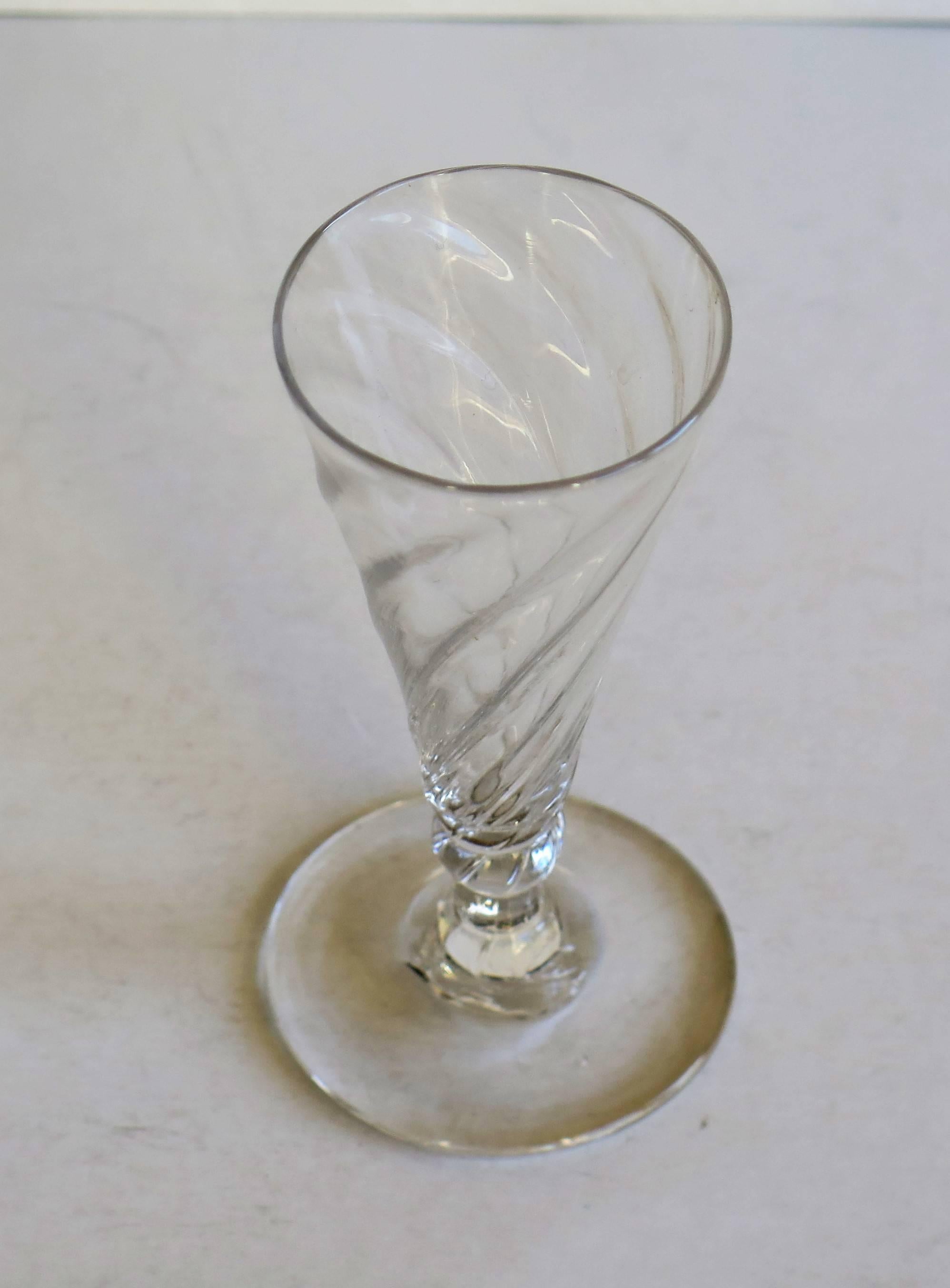 Mid-Georgian, Dwarf Ale Drinking Glass, Wrythen Bowl, Handblown, circa 1760 In Excellent Condition In Lincoln, Lincolnshire