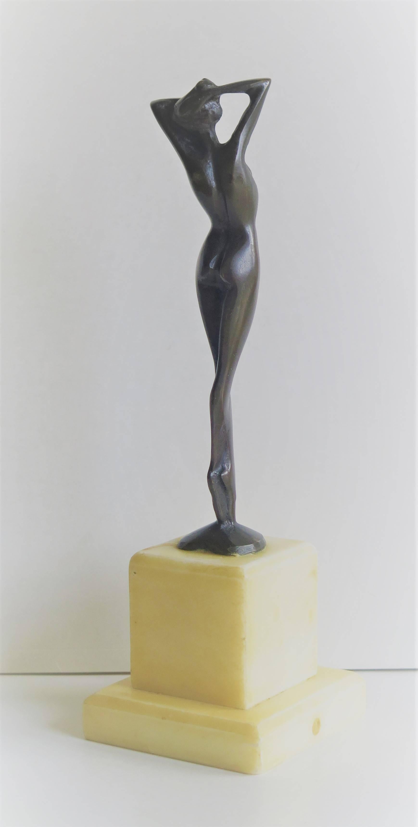 French Bronze Figurine Sculpture, Nude Lady, After J Lorenzl, Art Deco, Ca.1920s