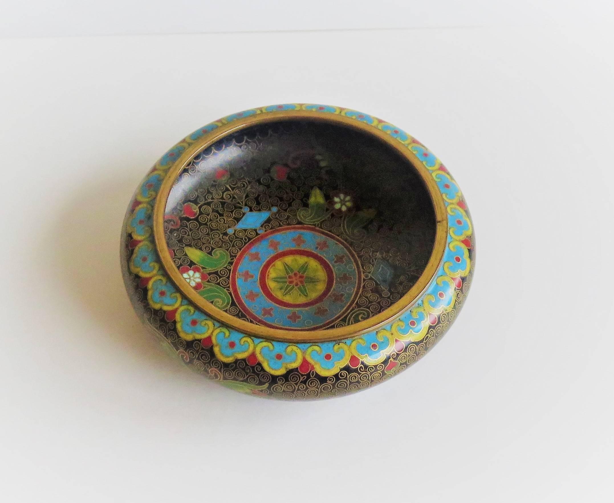 PAIR of Chinese Cloisonné Bowls with Ruji head borders, Qing Circa 1840 1