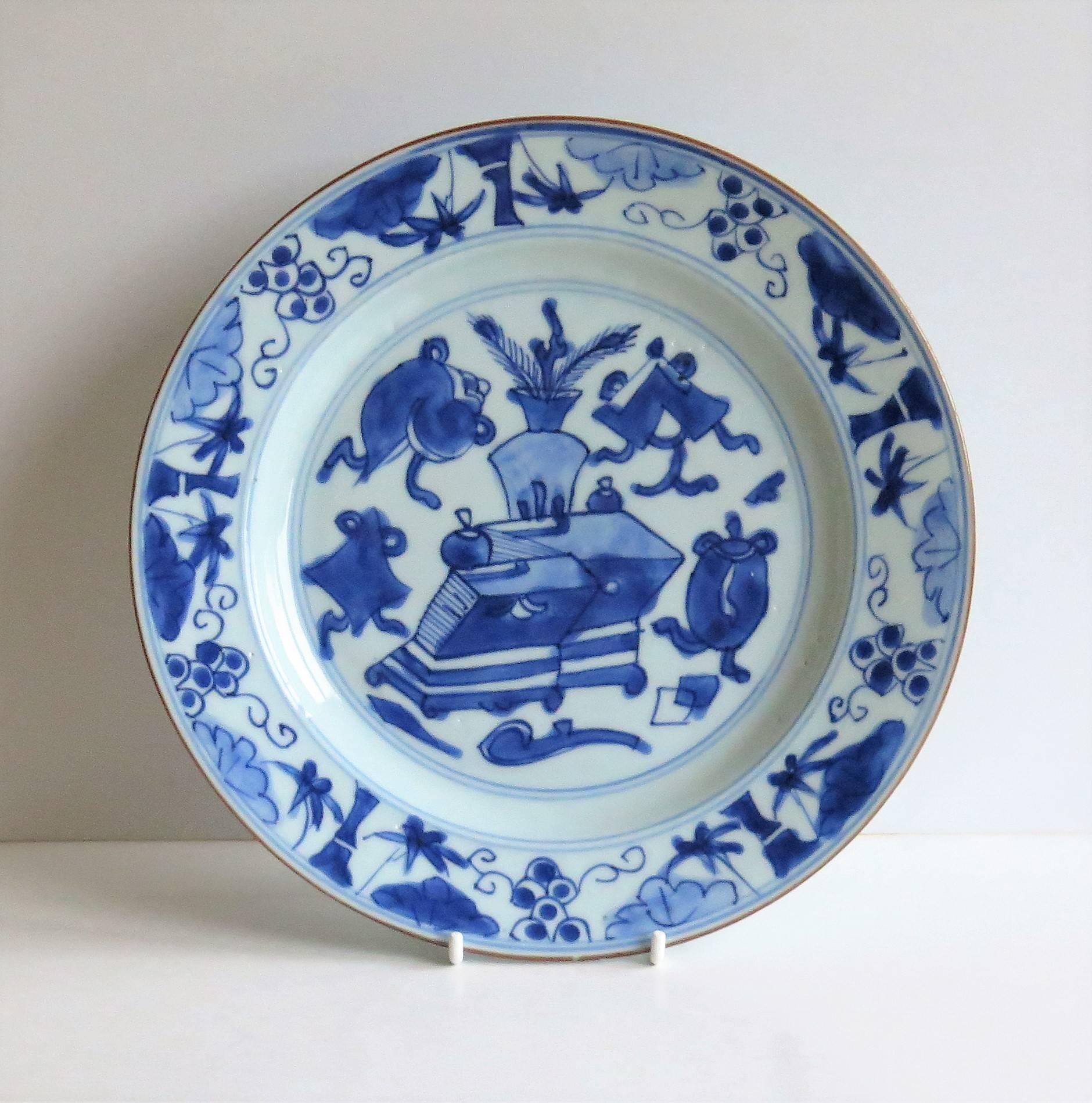 Fine Pair of Chinese Porcelain Plates Blue and White, 18th Century Qing Ca 1735 1