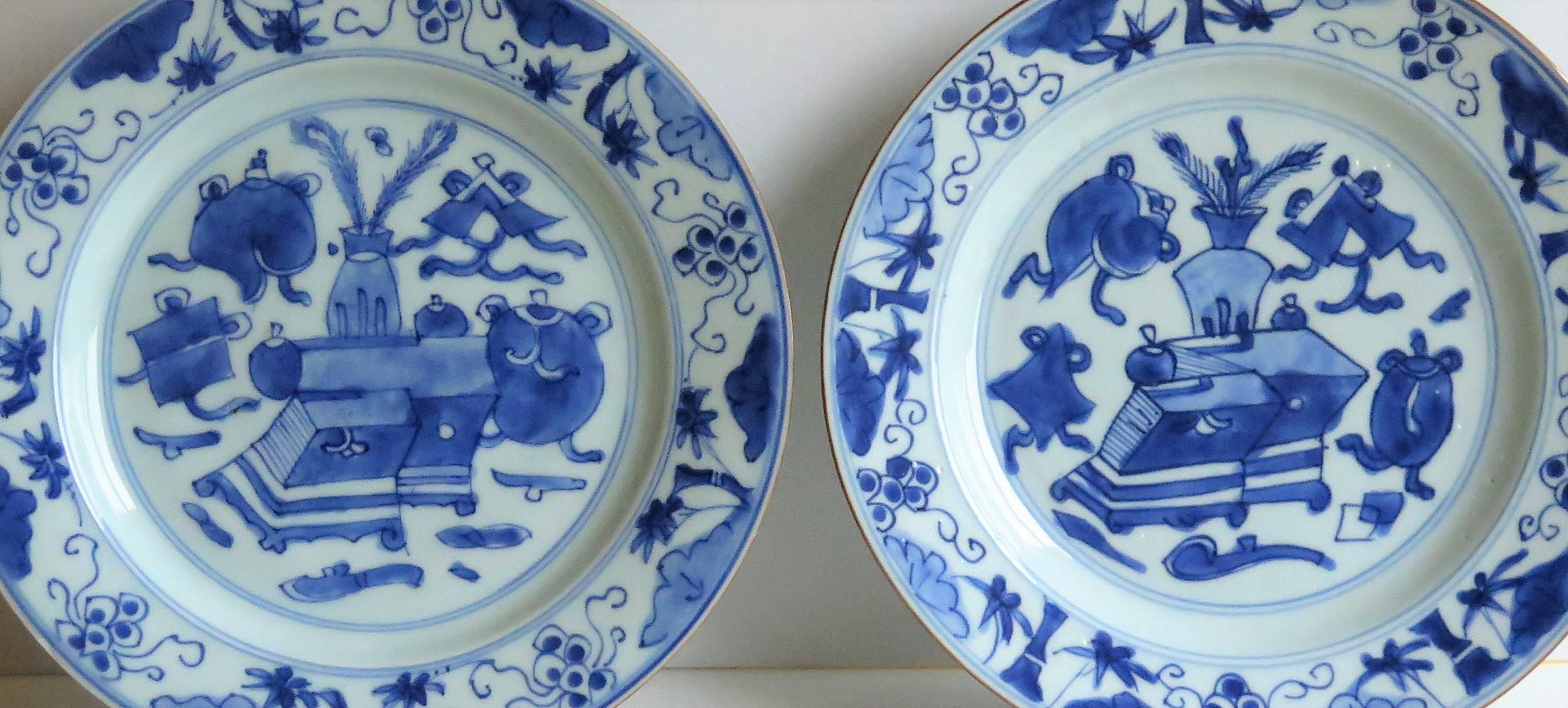 Fine Pair of Chinese Porcelain Plates Blue and White, 18th Century Qing Ca 1735 2
