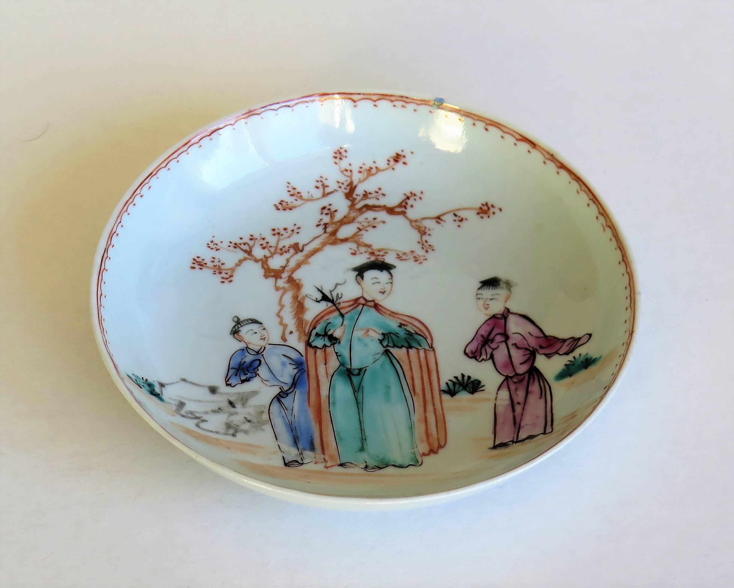 18th Century and Earlier 18th C Chinese Porcelain Saucer Dish or Plate, Qing Qianlong Circa 1760