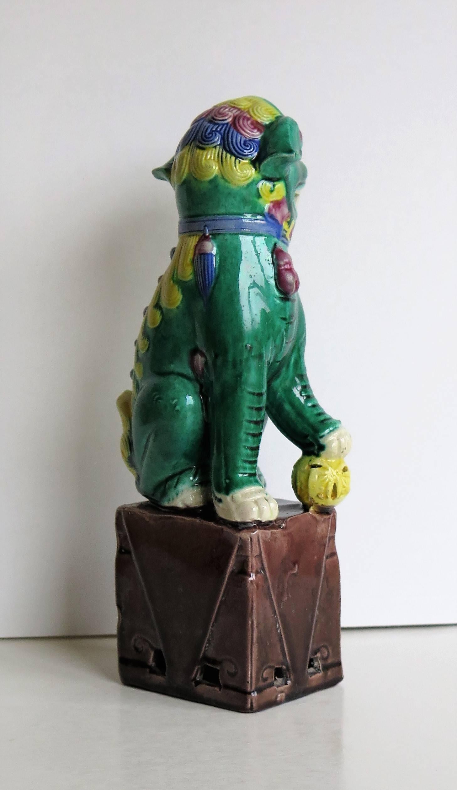 Pair of Chinese Foo Dogs, Porcelain, Hand Enamelled, circa 1920 3