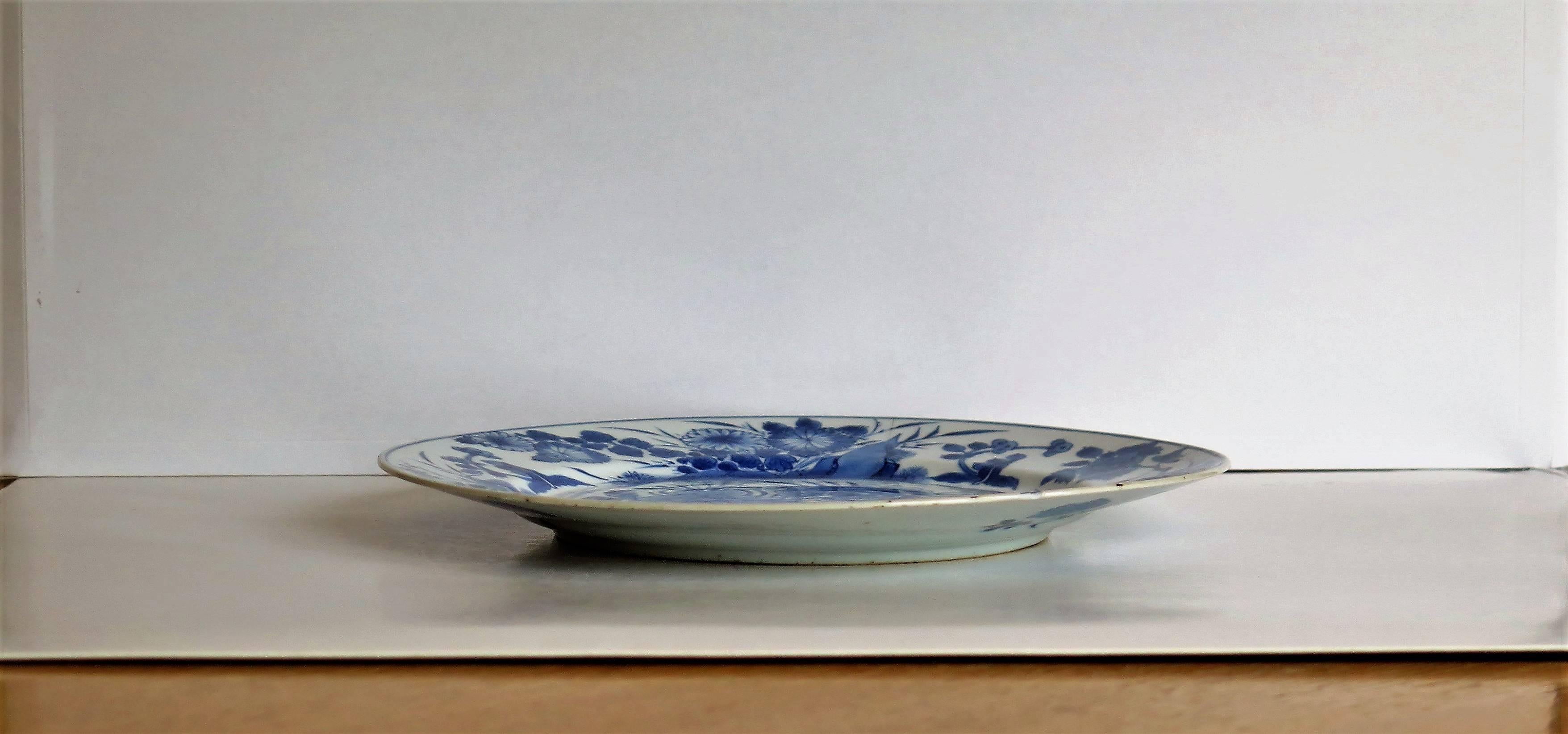 Hand-Painted Chinese Porcelain, Plate, Blue and White, KANGXI Period and Mark , circa 1700