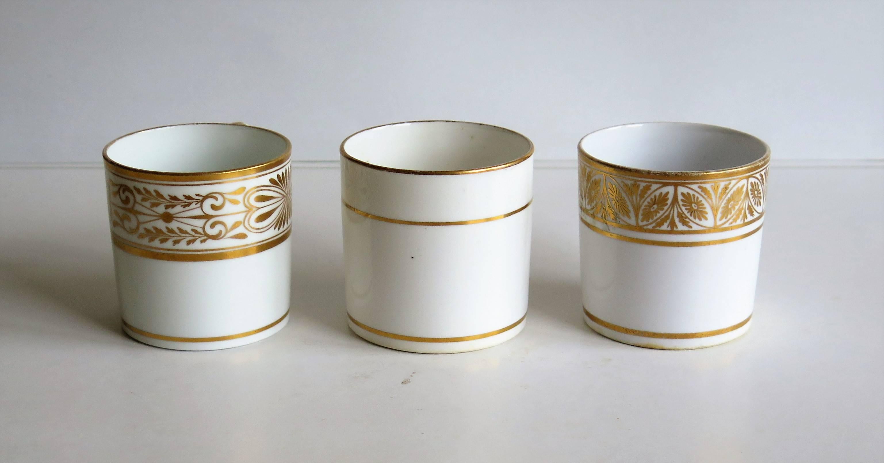 19th Century Georgian Set of THREE Spode Coffee Cans Porcelain , Circa 1810