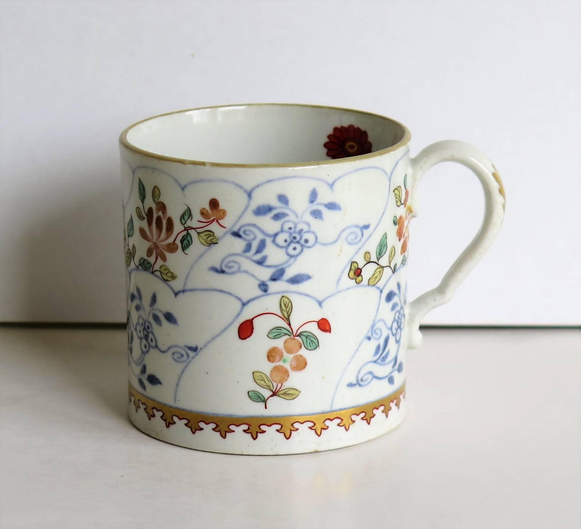 This is a very good example of an English, coffee can, made by Copeland and Garret, circa 1833-1844. W.T. Copeland purchased the Spode factory and made Thomas Garrett a partner in April 1833.

The can is nominally straight sided and has the Spode