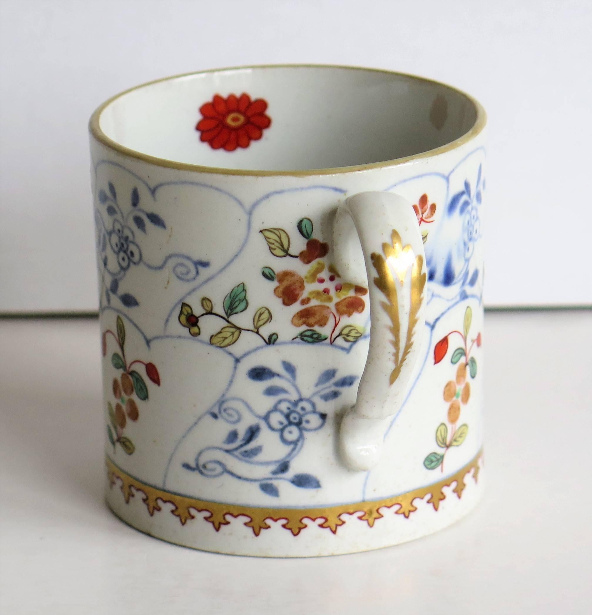 English Copeland and Garrett Late Spode, Coffee Can, Japan Brocade Pattern, circa 1835