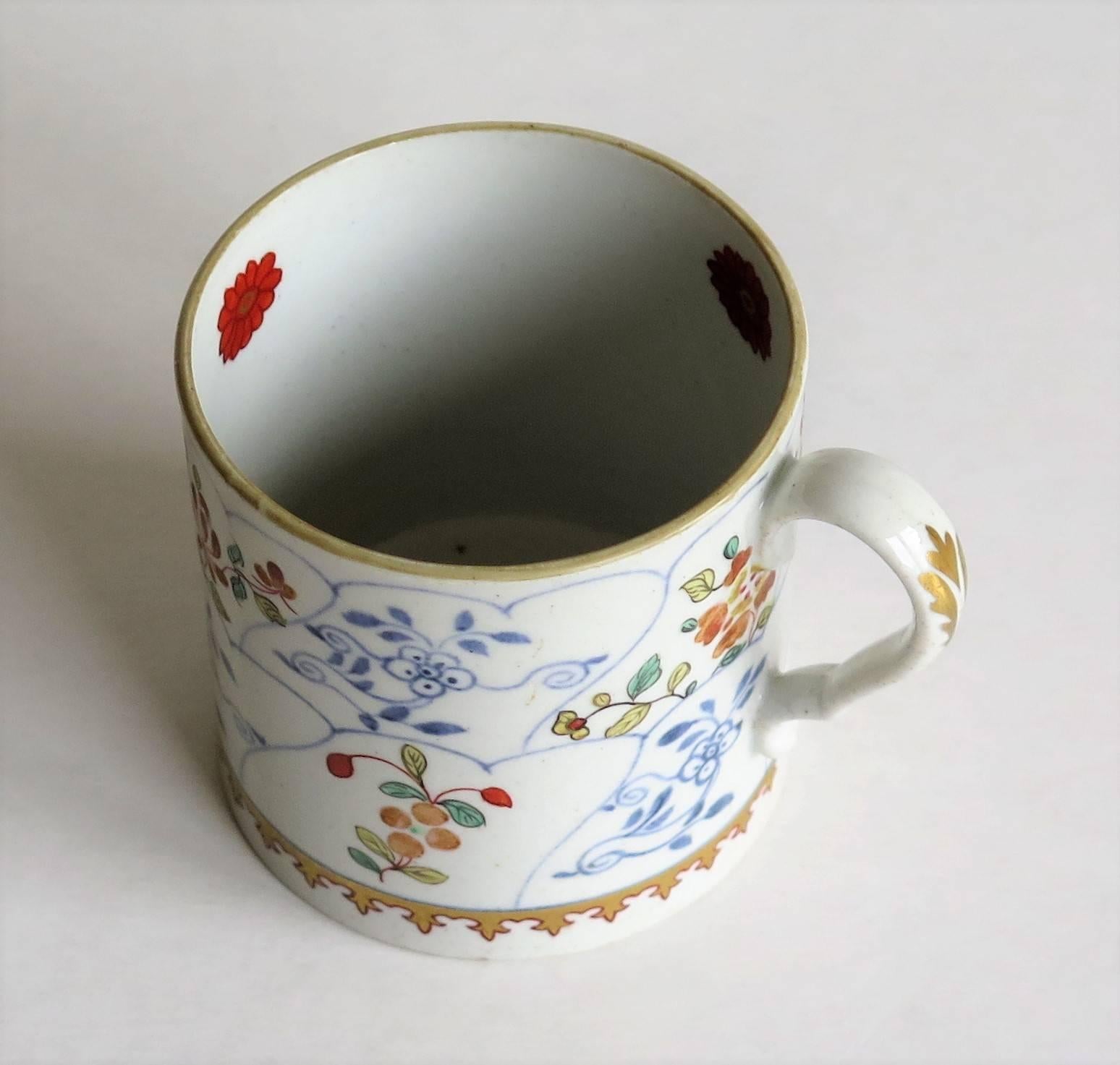 Hand-Painted Copeland and Garrett Late Spode, Coffee Can, Japan Brocade Pattern, circa 1835
