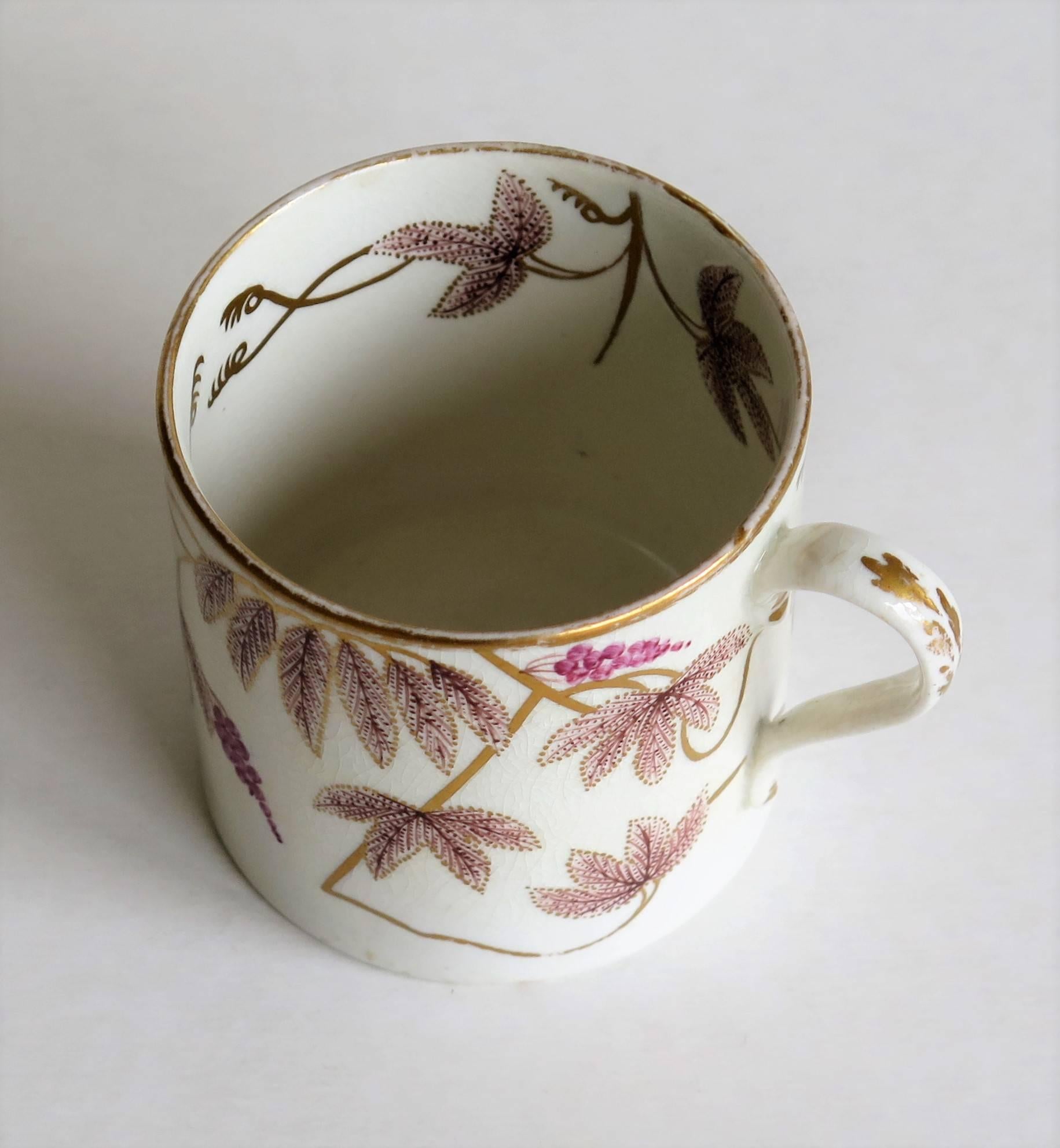 Fine Late Georgian English hand painted Coalport Porcelain Coffee Can, Ca 1805 1