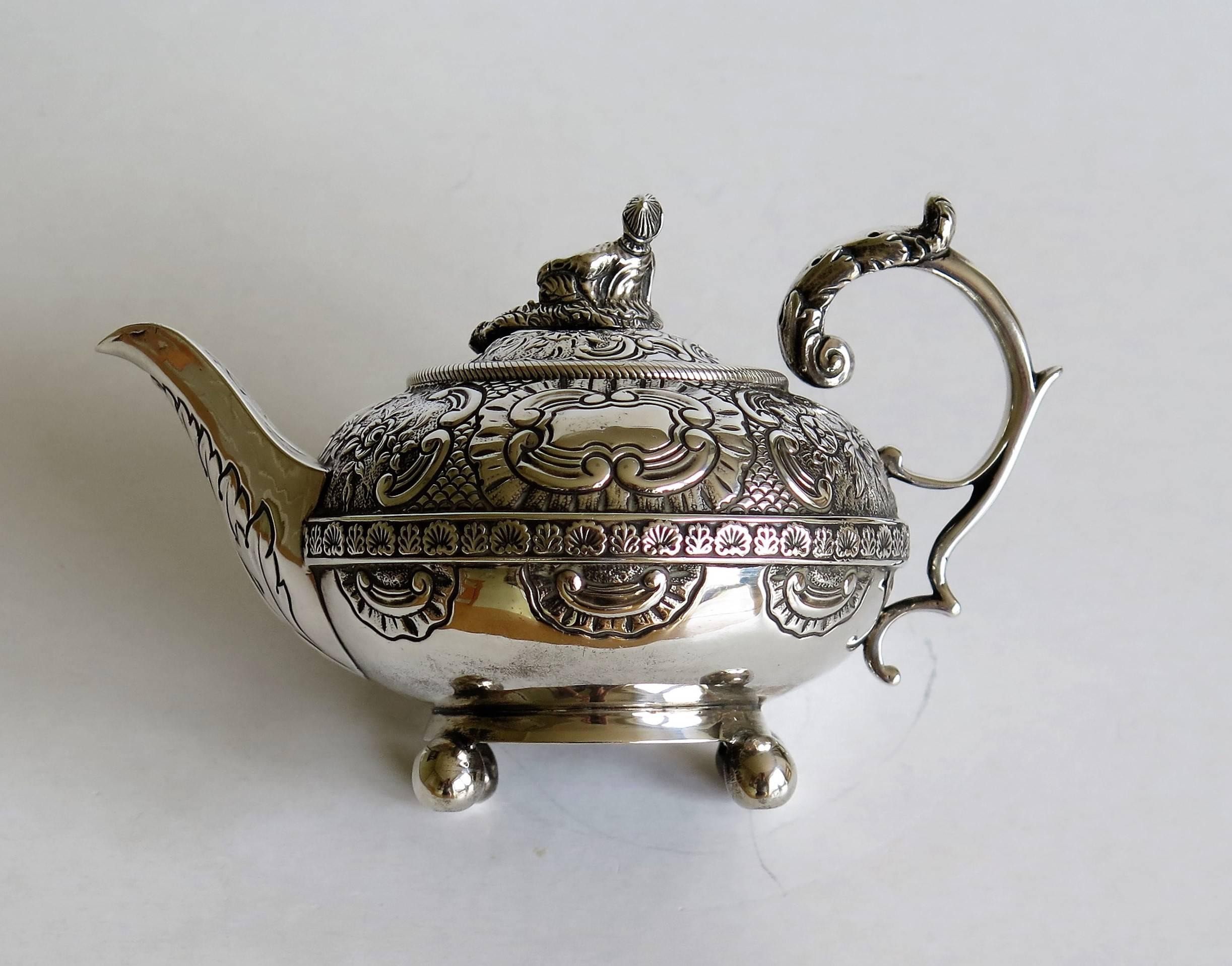 George III Georgian Bachelors Teapot Sterling Silver by Joseph Preedy, London 1817 For Sale