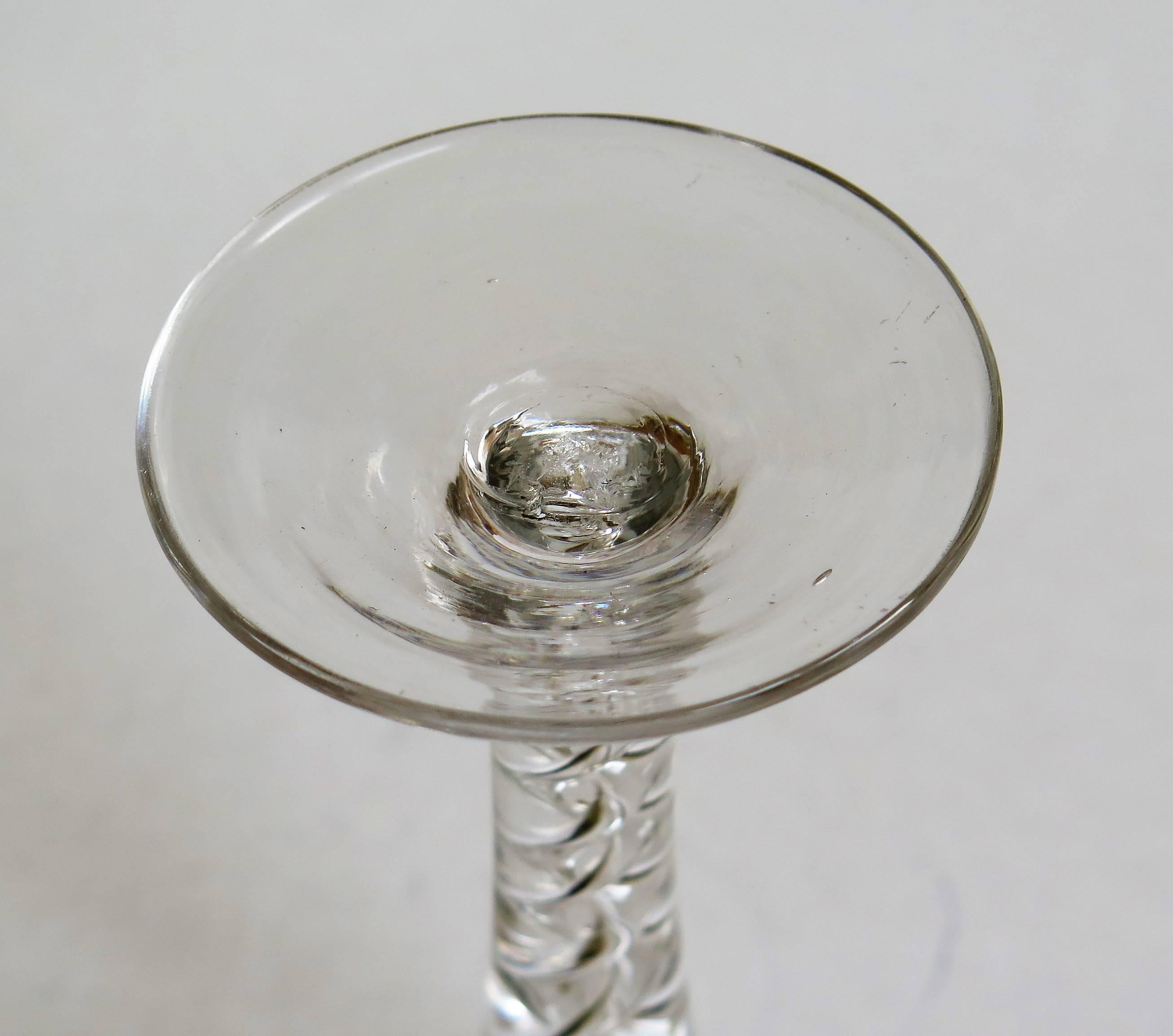 18th Century Rare George 11 Wine Drinking Glass Fine Mercury Twist Stem, circa 1750