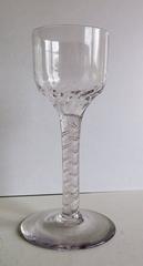 18th Century English Cotton Twist Wine Drinking Glass with Rare Hammered Bowl