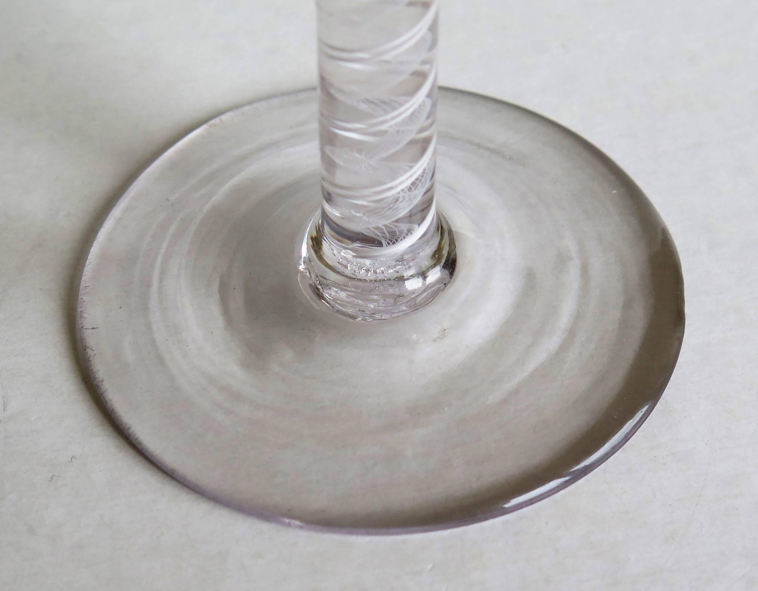 18th Century English Cotton Twist Wine Drinking Glass with Rare Hammered Bowl    3