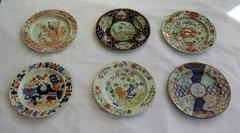 Early Mason's Ironstone Plates, Harlequin Set of Six, Some Rare Patterns, Ca1815