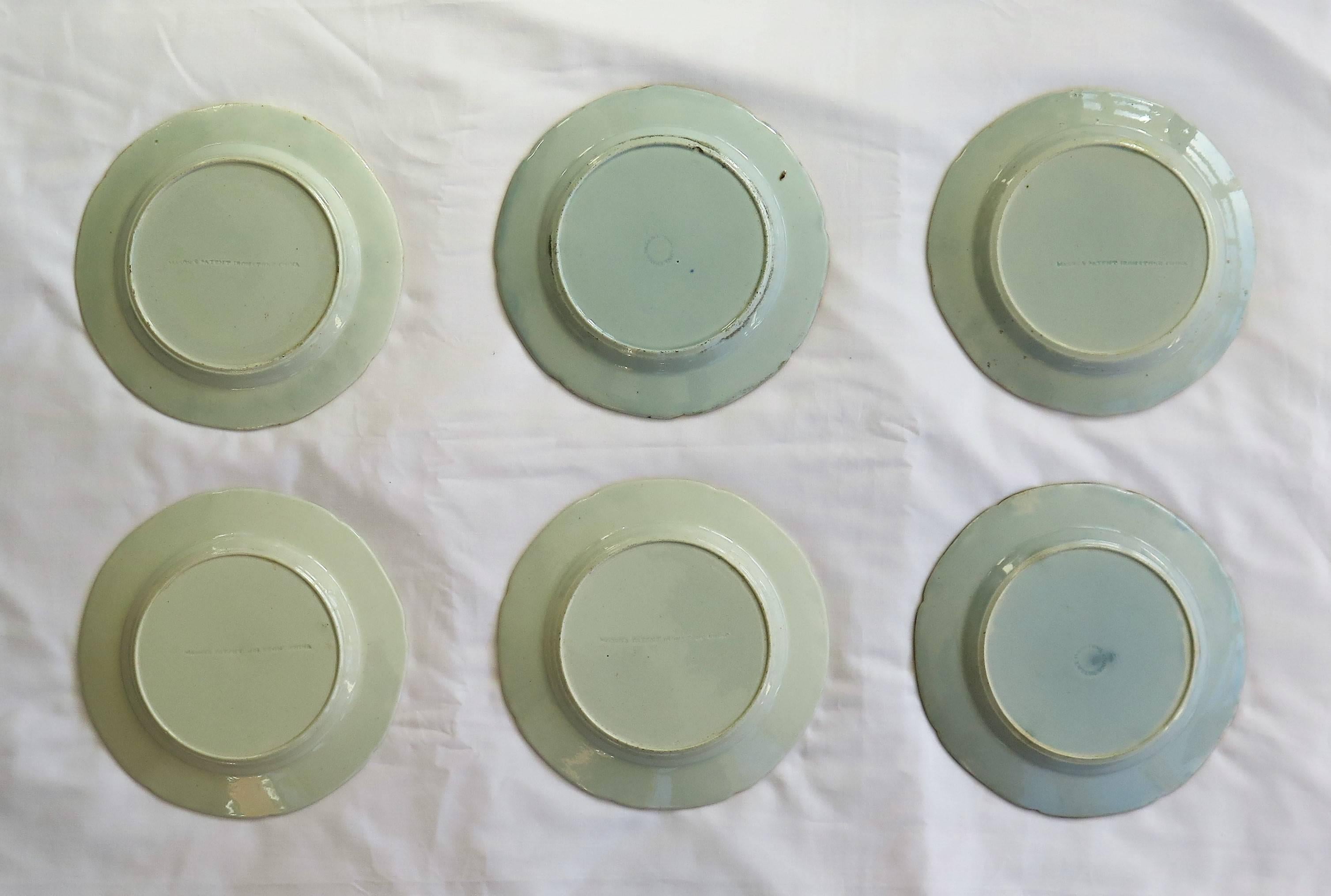 Early Mason's Ironstone Plates, Harlequin Set of Six, Some Rare Patterns, Ca1815 In Excellent Condition In Lincoln, Lincolnshire