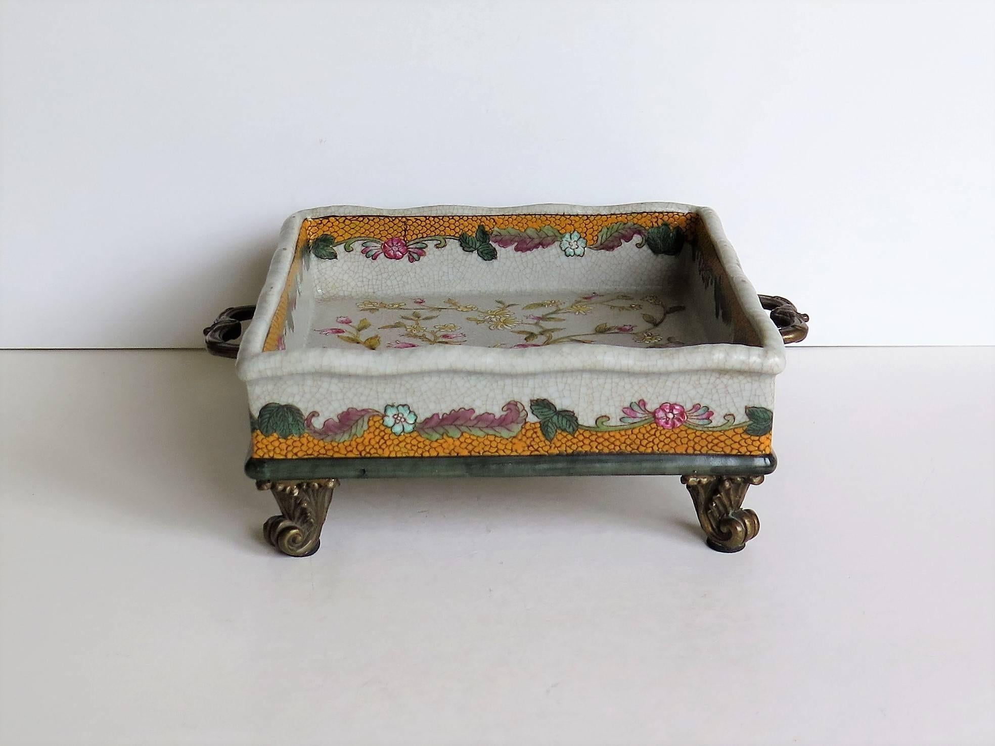 Cast Chinese Export Ceramic Tray or Dish Famille Rose Hand Painted,  20th Century