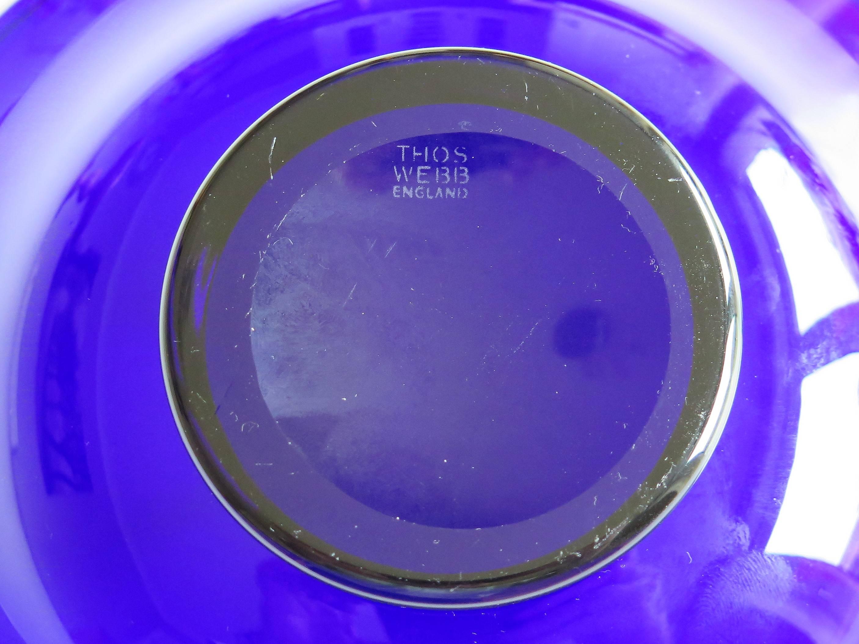 20th Century Thomas Webb, Bristol Blue Glass Bowl, Etched Makers Mark to Base, circa 1970