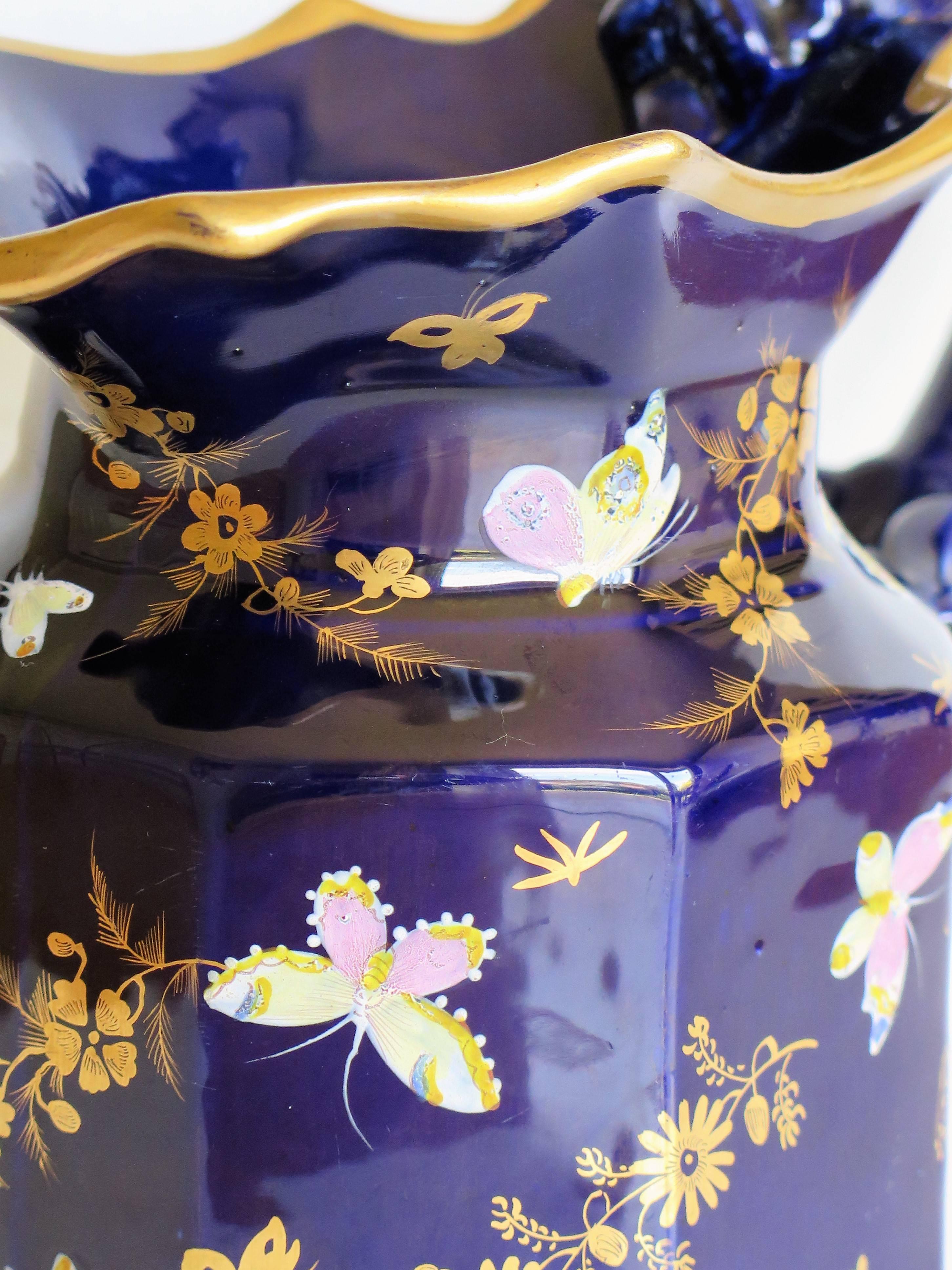 Early Mason's Jug or Pitcher, Ironstone, Hand-Painted Butterflies, circa 1825 1