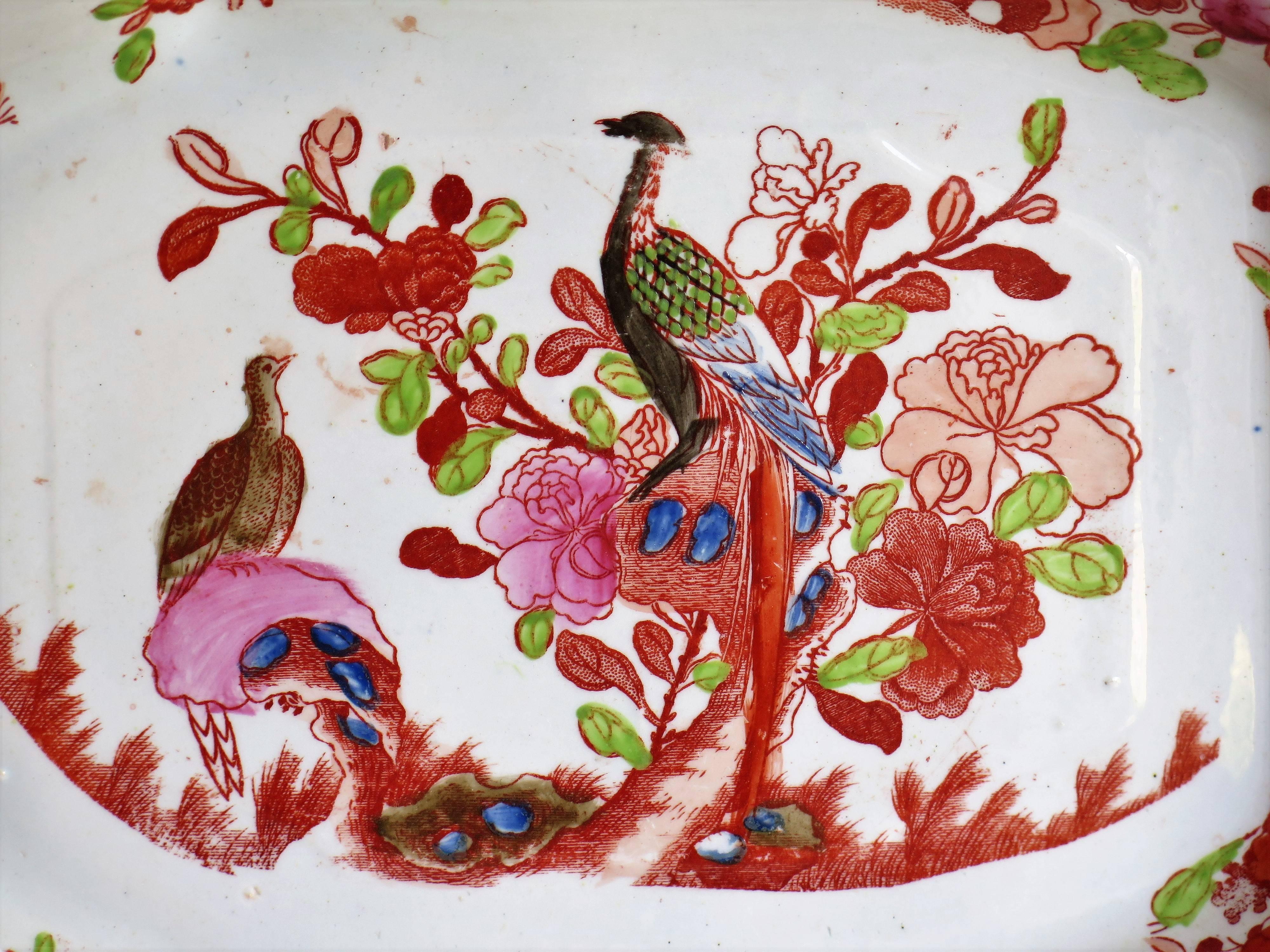 English Early Mason's Ironstone, Serving Dish, Oriental Pheasant Pattern, circa 1815