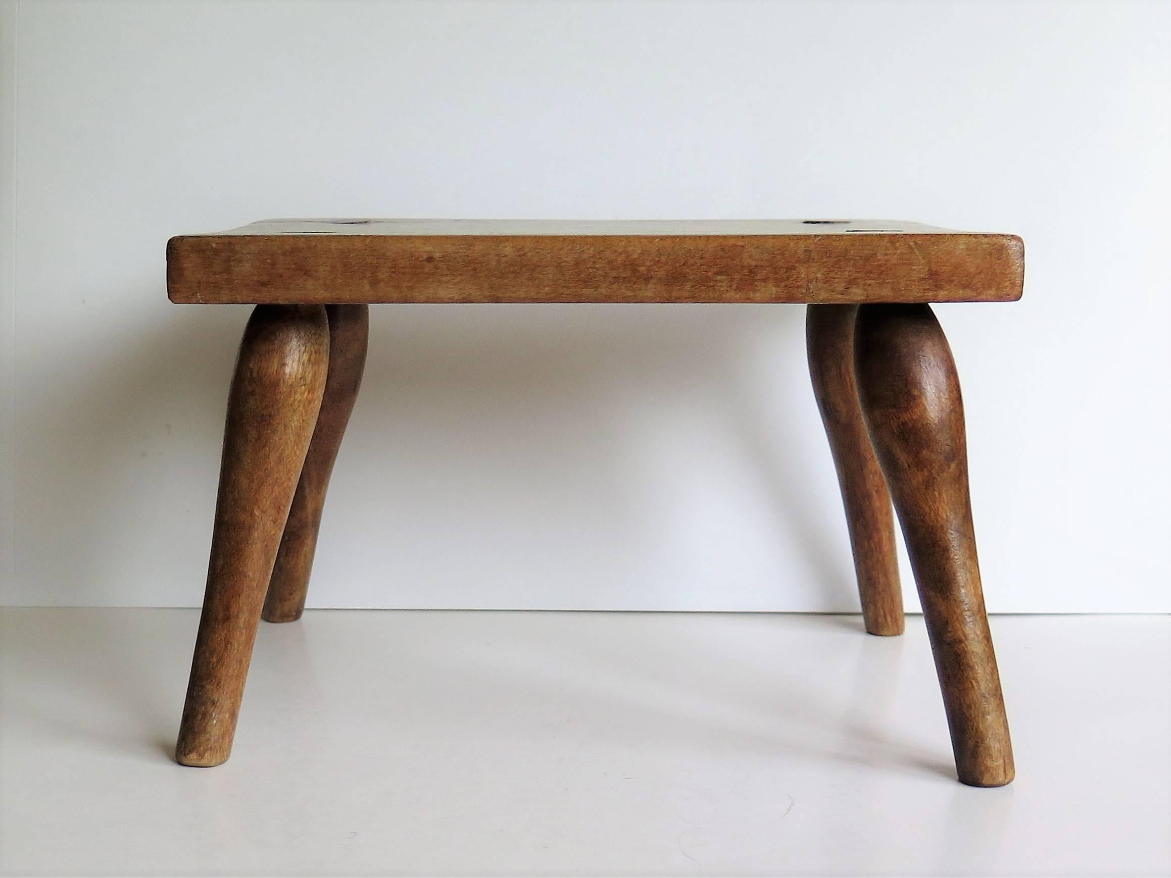 19th Century Late Georgian Country Stool or Candle Stand Ash and Beech, English Ca 1820