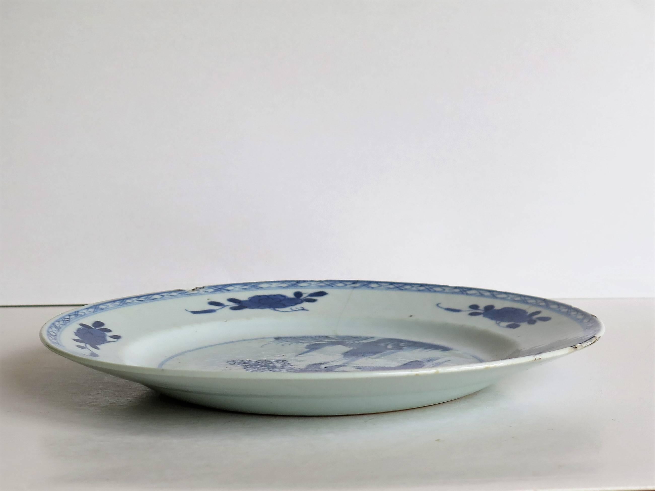 18th Century and Earlier 18th Century Chinese Plate, Blue and White Porcelain, Pagoda Lake Scene