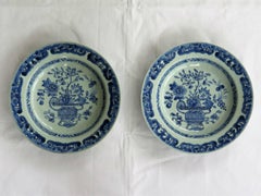 18th Century Pair of Chinese Blue and White Plates or Bowls, Qing Qianlong