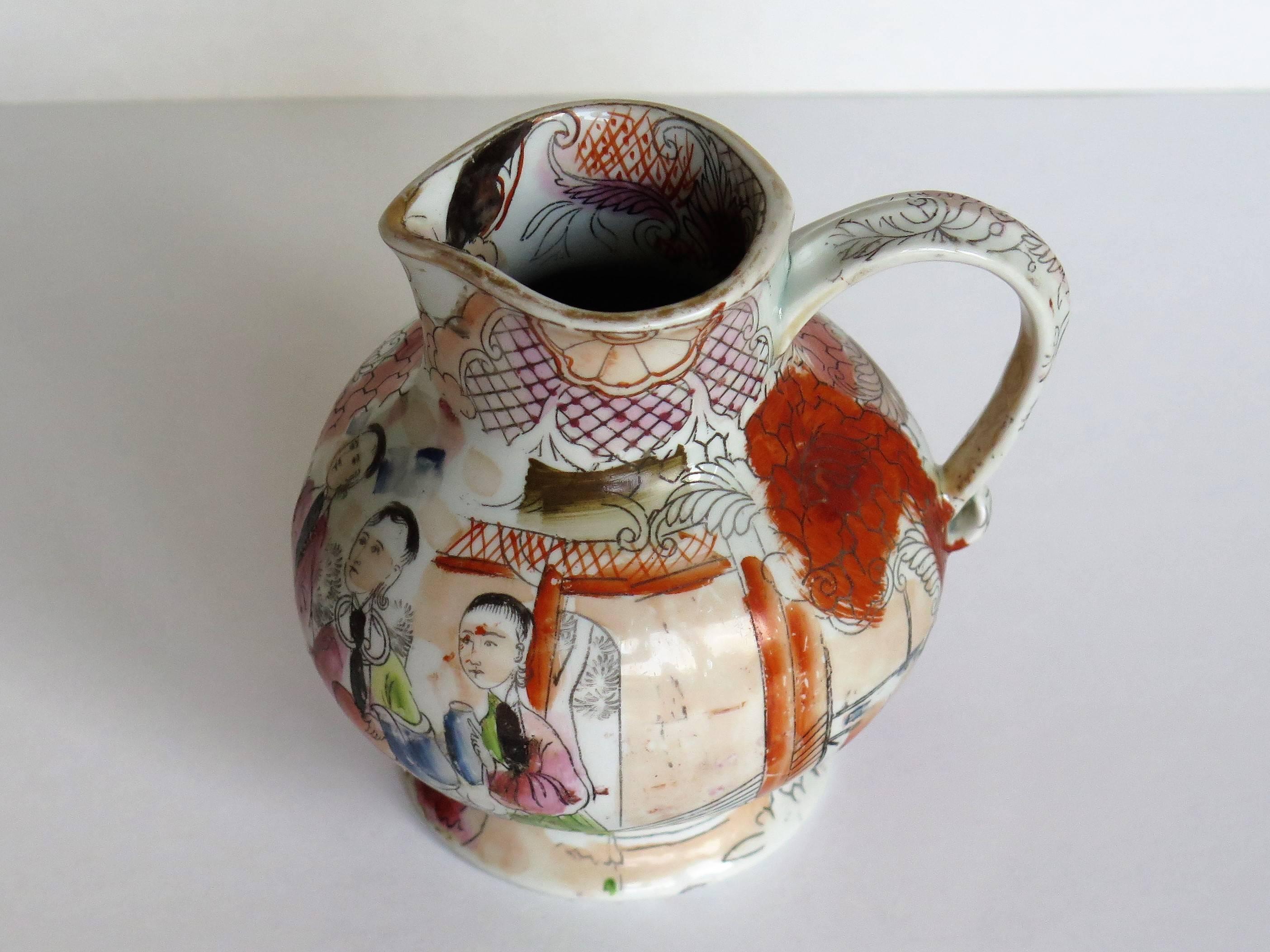 Rare shape Mason's Ironstone Jug Red Scale Conversation Pattern, circa 1820 1