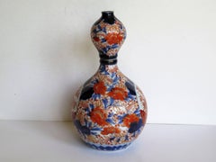 19th Century Japanese Double Gourd Vase Central Knop Imari Pattern, Meiji Period