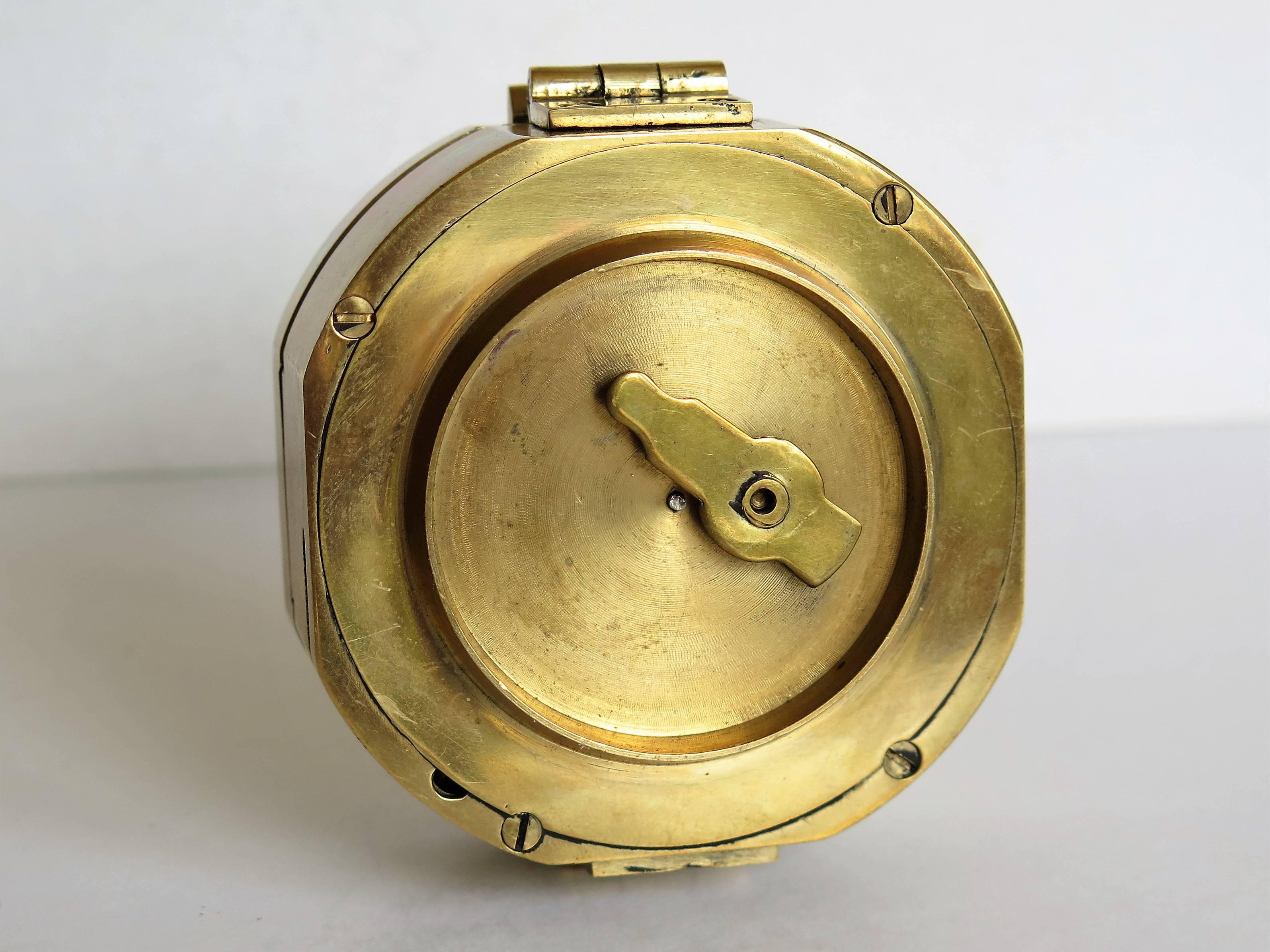 Compass by Stanley London Natural Sine Solid Brass in Teak Box, Circa 1940 1