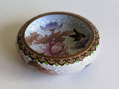 Chinese Cloisonné Bowl Peonies and Birds pattern Ruji Head Border, Circa 1920