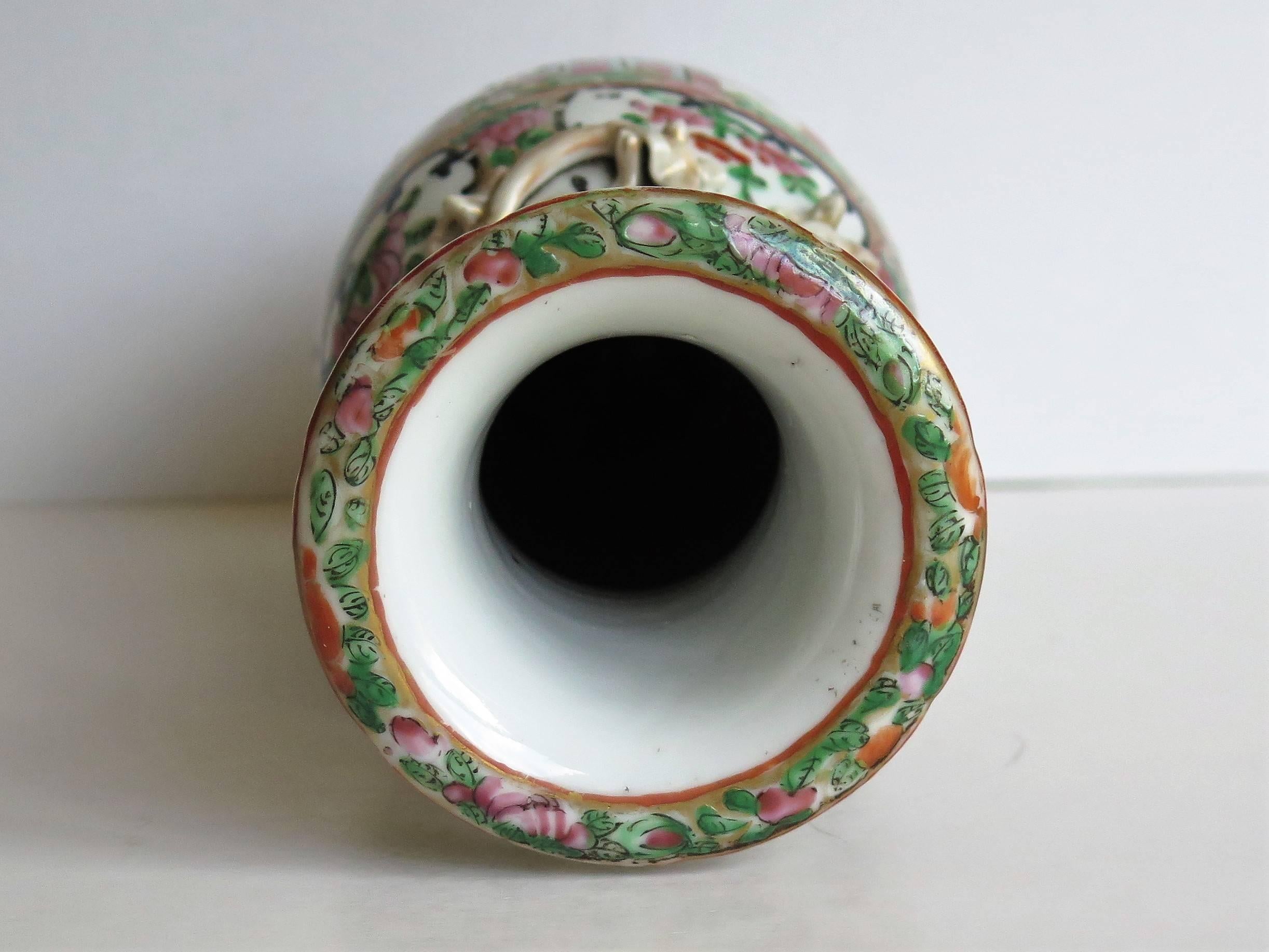 19th C. Chinese Export Rose Medallion Porcelain Vase or Lamp Base, Qing Ca. 1860 2