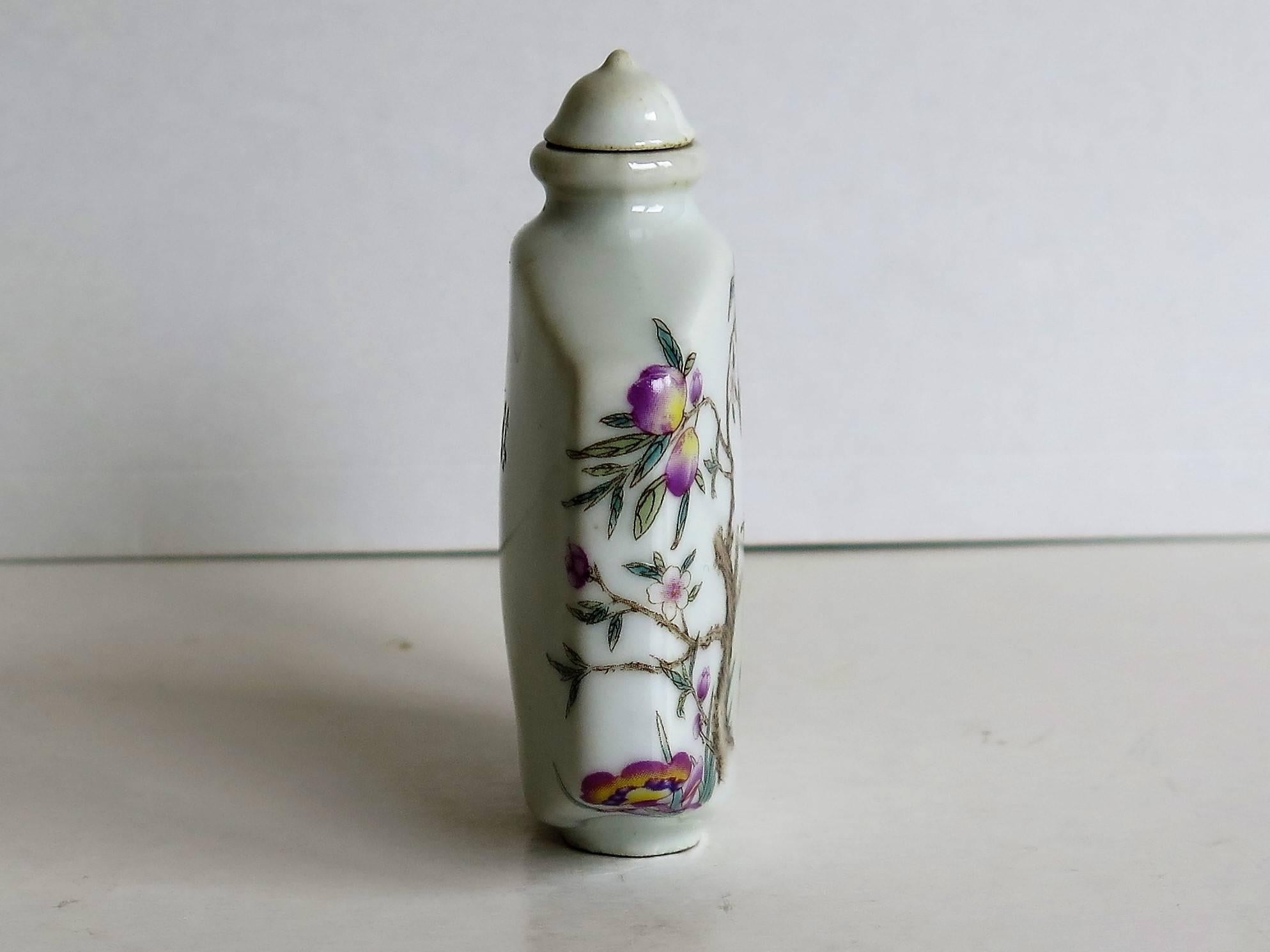 20th Century Chinese Porcelain Snuff Bottle Hand Painted Deer Famille Rose, circa 1940