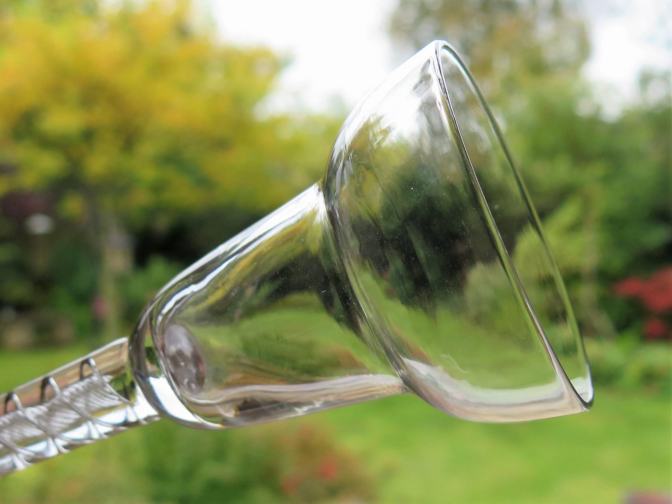 English George 2nd Wine Glass Rare Pan Topped Bowl and Mercury Air Twist Stem, Ca 1755