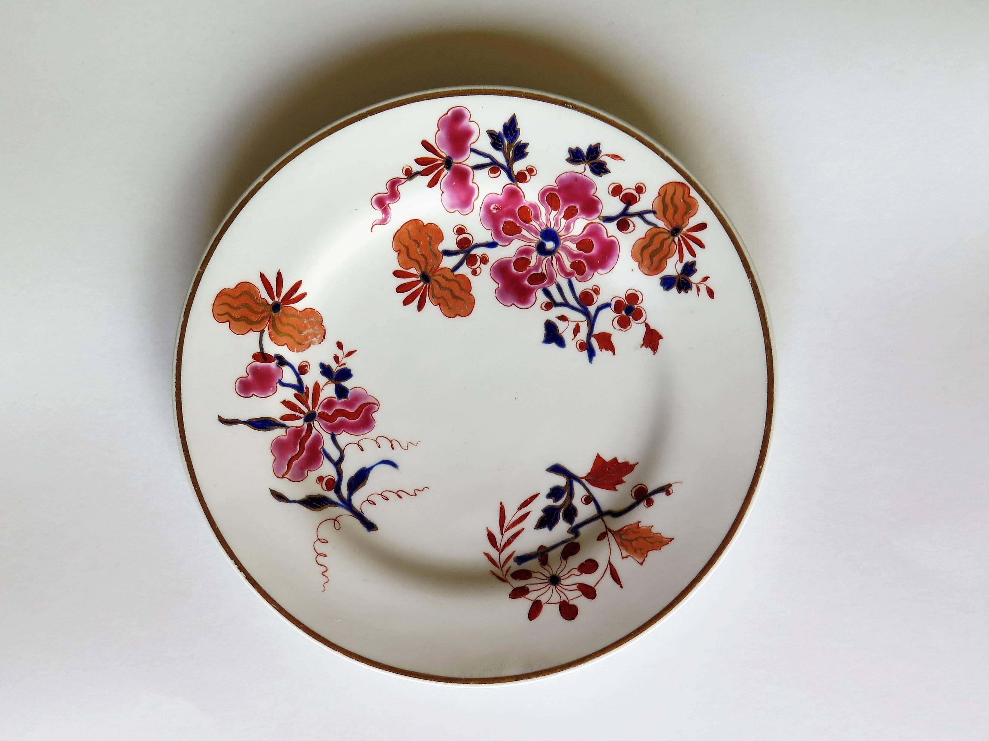 These are a rare pair of plates from the Flight, Barr and Barr period of Worcester porcelain, George IVth period, circa 1825

Both plates are beautifully hand-painted with three bold and very colorful floral sprigs using burnt orange, red, cobalt