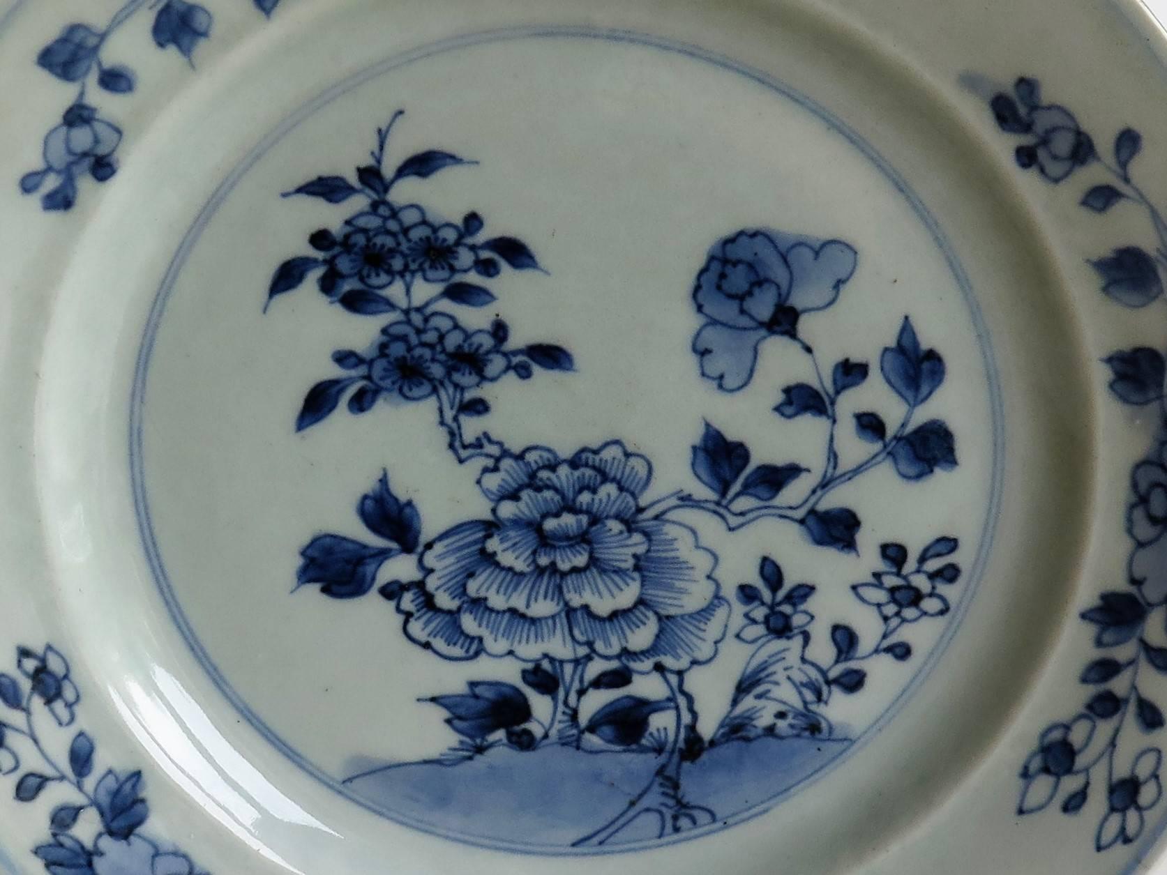 18th Century Chinese Porcelain Plate Blue and White, Qing Qianlong Circa 1770 1